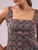 Ajrak Cotton Sleeveless Short Kurtis