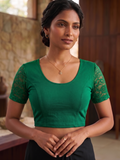 Liva with Net Sleeves Readymade Saree Blouse