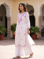 Pure Cotton White Chikankari Kurti Top