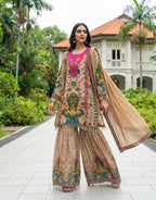 Muslin Silk Multi Printed Sharara Set