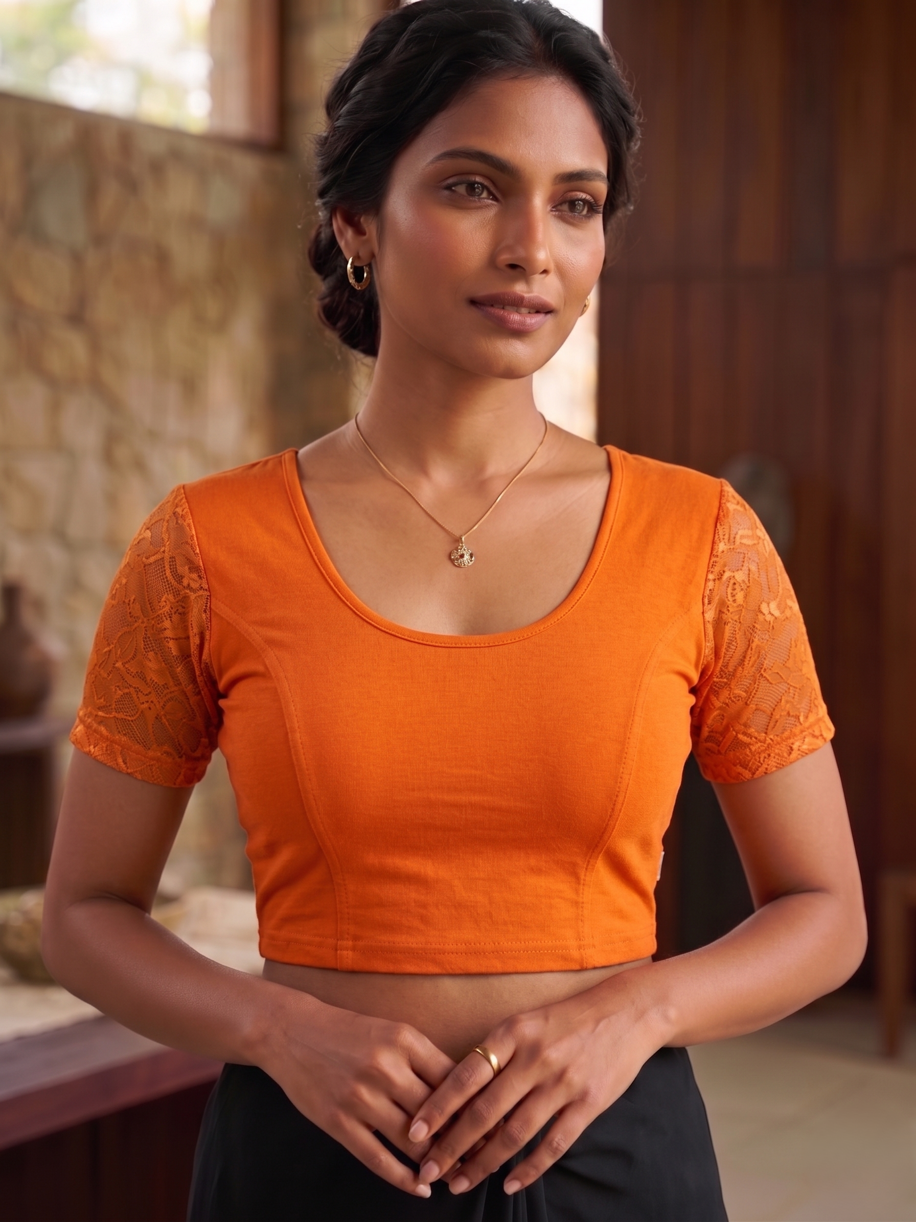 Liva with Net Sleeves Ready to Wear Saree Blouse