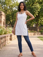 Chikankari Sleeveless Short kurti Top