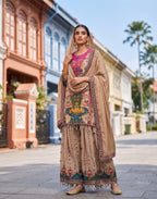 Muslin Silk Multi Printed Sharara Set