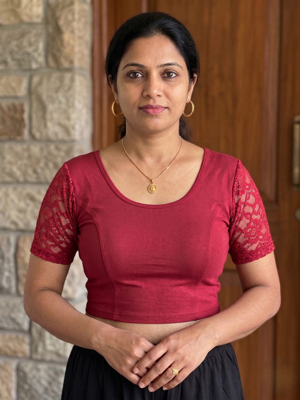 Liva with Net Sleeves Ready to Wear Saree Blouse