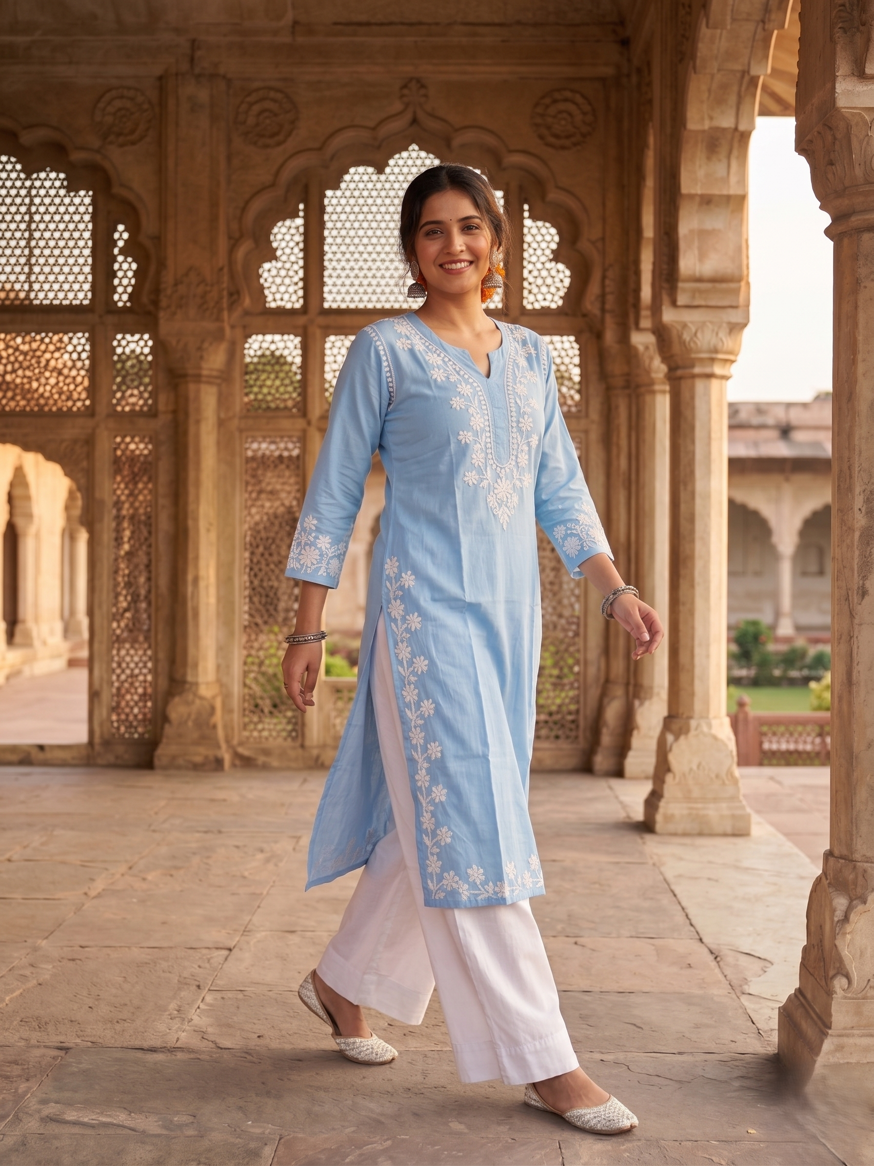 Hand Embroidered Premium Rayon Chikankari Kurti Top ( Top Only)