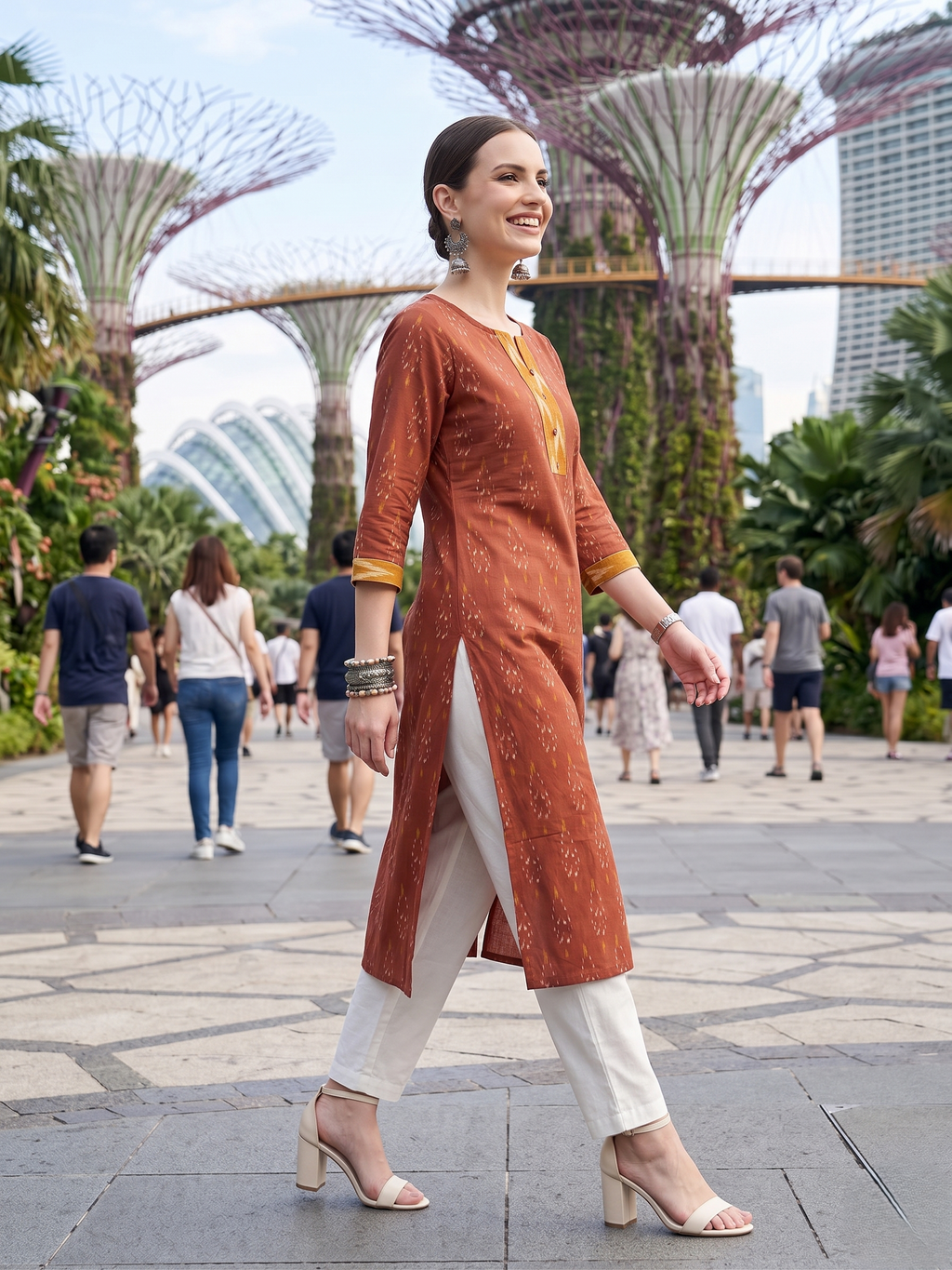 Ikat Printed Soft cotton Kurti Top