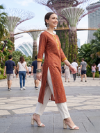 Ikat Printed Soft cotton Kurti Top
