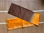 Load image into Gallery viewer, Brown &amp; Mango Yellow Tusser Mulberry Saree
