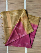 Mauve & Olive Tussar Munga Silk Saree