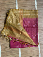 Mauve & Olive Tussar Munga Silk Saree