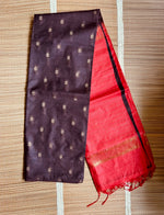 Load image into Gallery viewer, Coffee Brown &amp; OrangeRed Tusser Mulberry Handloom Saree
