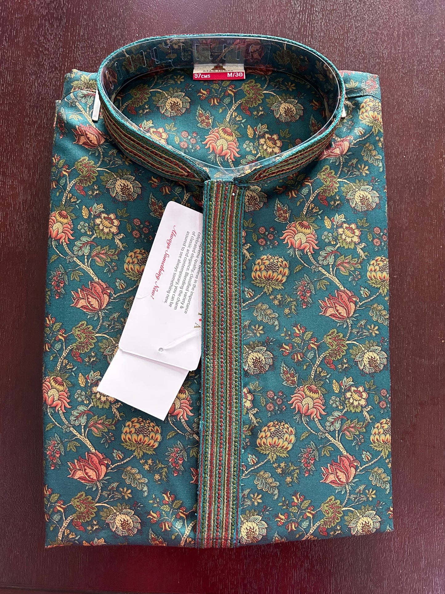 Cotton Silk Floral Printed Men's Kurta Pajama Set