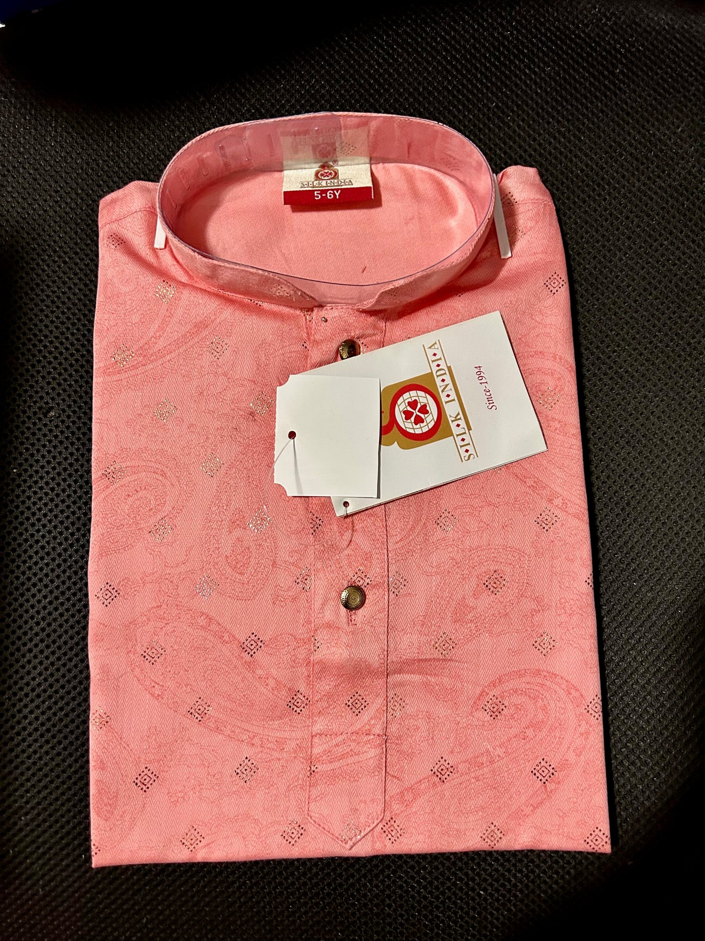Woven Design with Foil Print Cotton Kurta Pajama Set For Boys