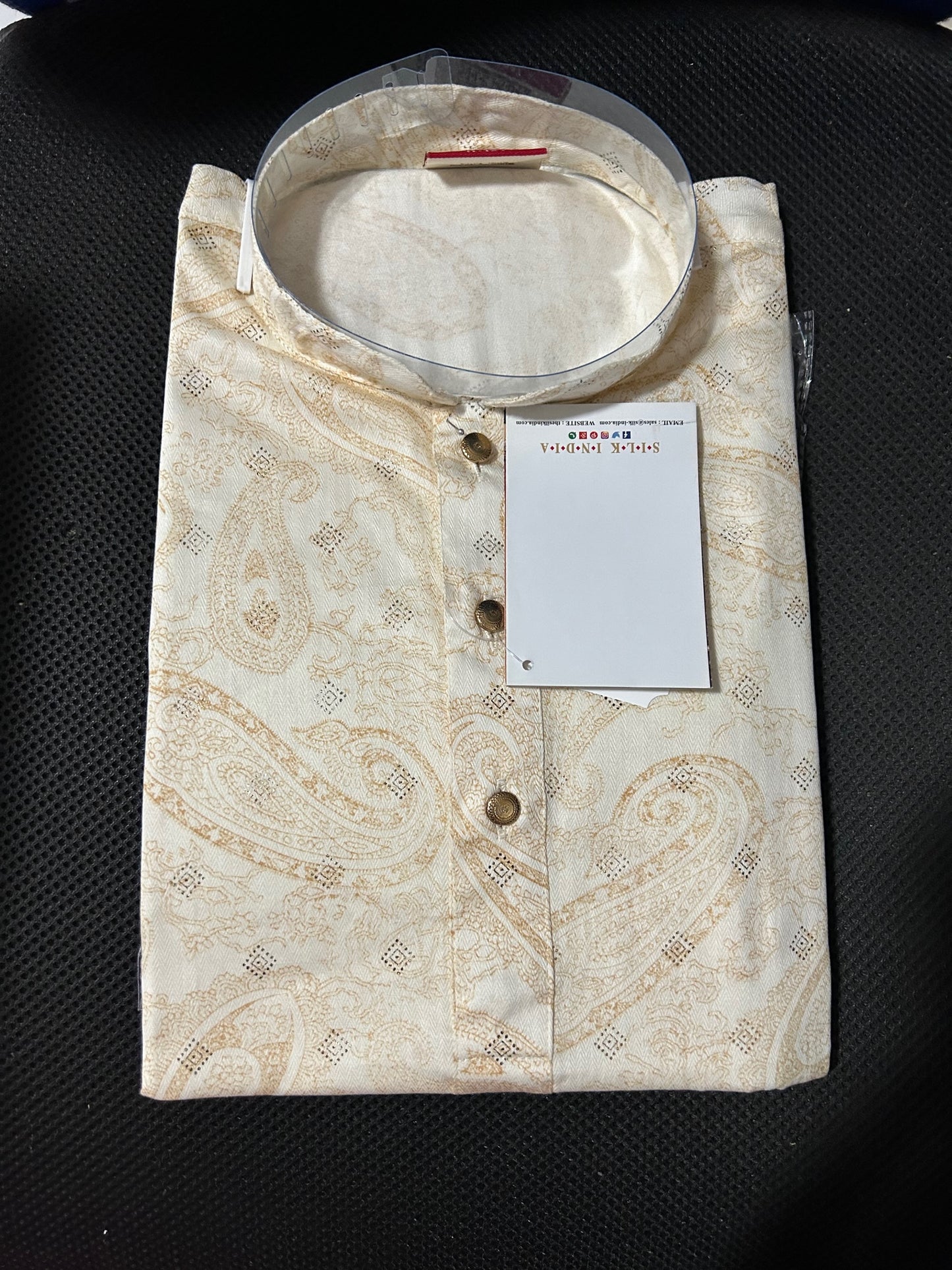 Woven Design with Foil Print Cotton Kurta Pajama Set For Boys