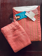 Peach Poly silk Kurta with Pants Set