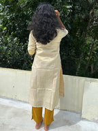 Kerala Tissue Cotton Kurti Top with Bead work& Zari Border(Top Only)