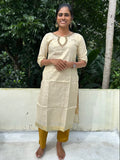 Kerala Tissue Cotton Kurti Top with Bead work& Zari Border(Top Only)
