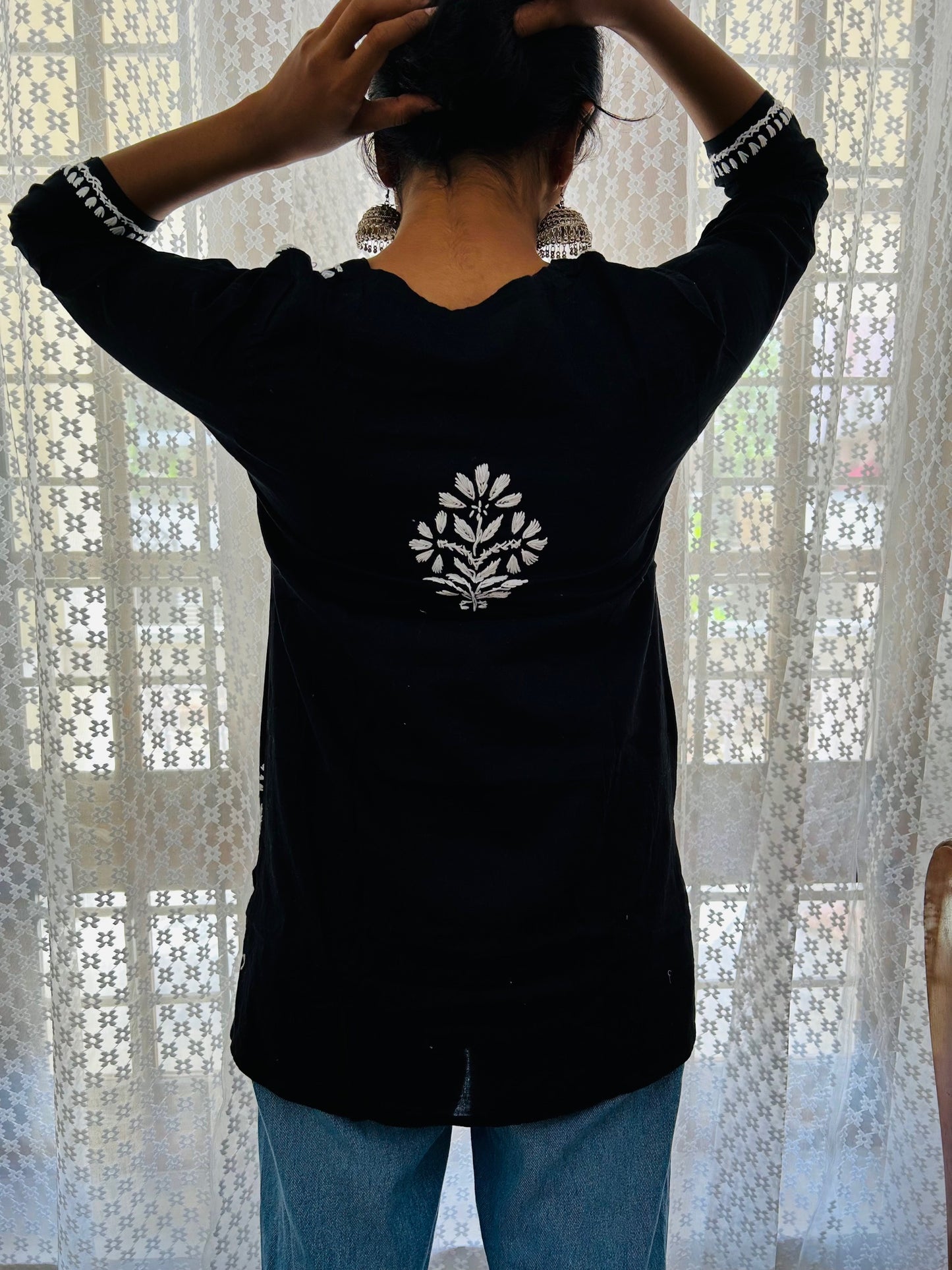 Pure cotton Lakhnavi Chikankari Short Kurti Top