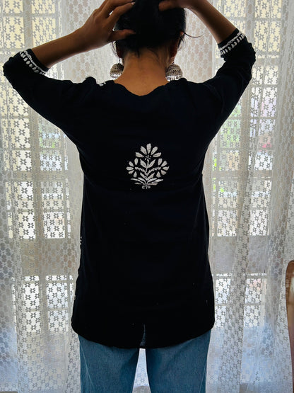 Pure cotton Lakhnavi Chikankari Short Kurti Top
