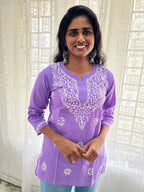 Lacknowi Chikankari Cotton Short Kurti Top