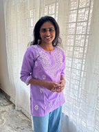 Lacknowi Chikankari Cotton Short Kurti Top