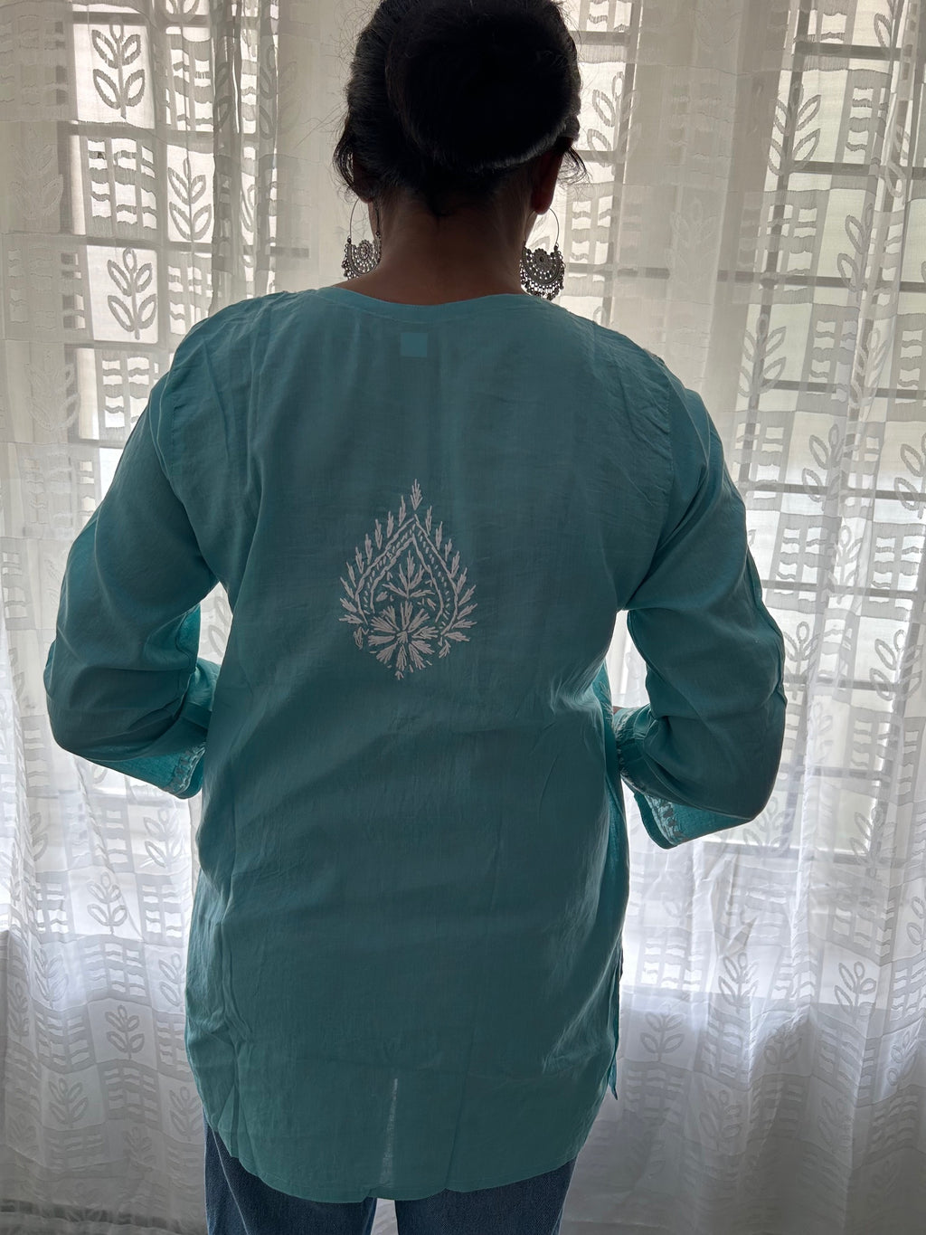 Lacknowi Chikankari Cotton Short Kurti Top