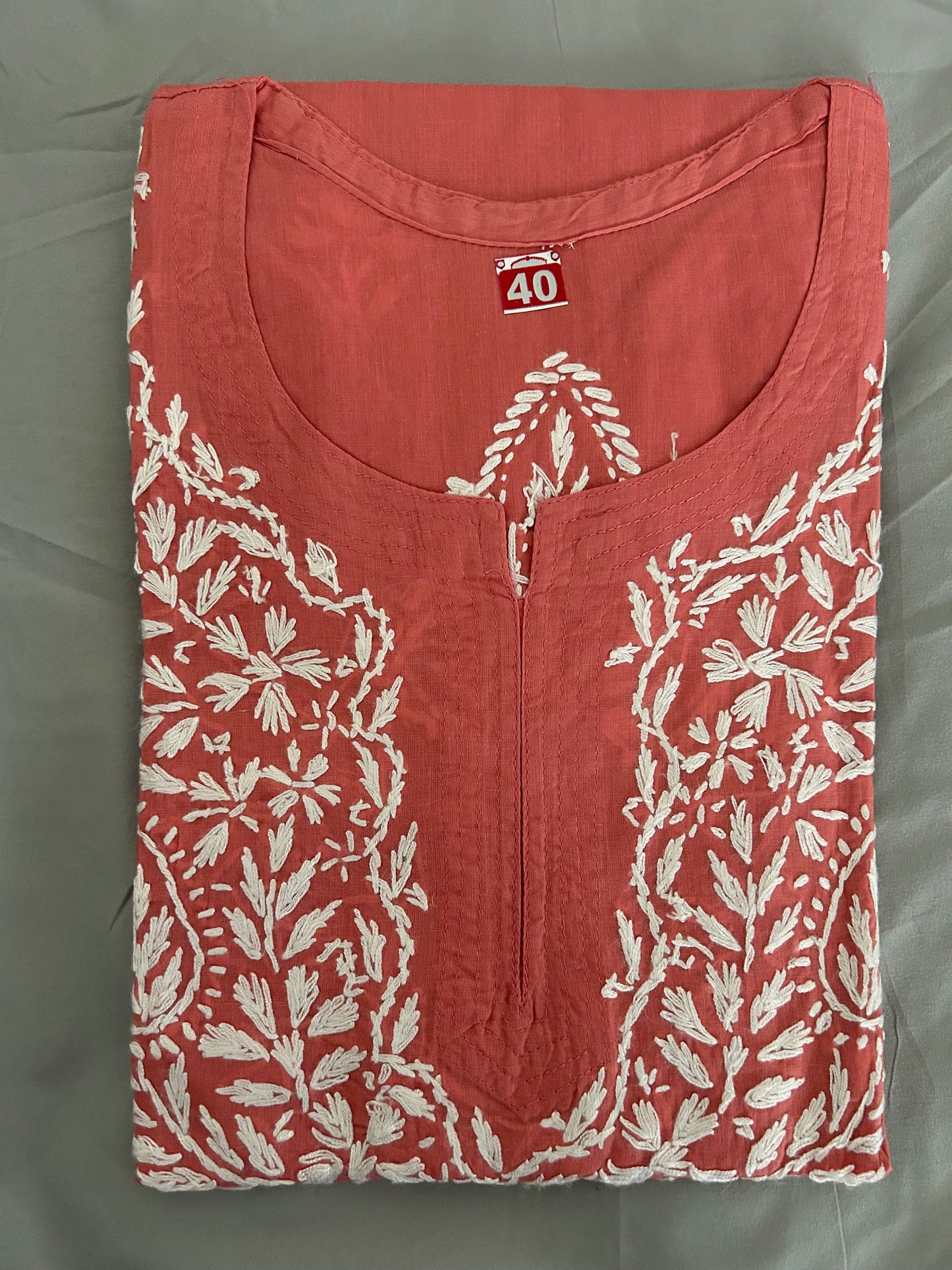 Lakhnavi Chikankari Cotton Short Kurti Top