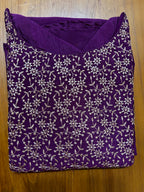 Wine embroidered Vichitra silk A-line kurti top(top only)