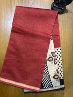 Bagru Printed Maroon Pure Chanderi Silk Saree