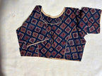Black &Brown Geometric Printed Cotton Saree Blouse