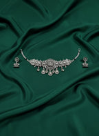Oxidized Silver Plated Choker Necklace  Earrings Set