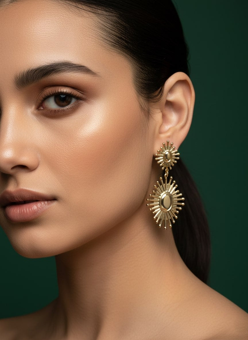Classic Sun Shaped Drop Earrings