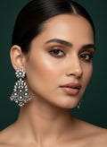 German Silver Drop Earrings with Beads & Stones