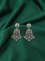 German Silver Drop Earrings with Beads & Stones