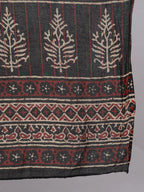 Black & Maroon Floral Printed Pure Cotton Kurta Palazzo Set With Dupatta