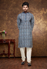 Load image into Gallery viewer, Blue Digital Printed Poly Cotton Kurta Set
