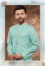 Mint Green Digital Printed Poly Cotton Kurta Set
