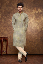 Load image into Gallery viewer, Beige &amp; Green Digital Printed Poly Cotton Kurta Set
