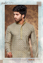 Load image into Gallery viewer, Beige &amp; Green Digital Printed Poly Cotton Kurta Set
