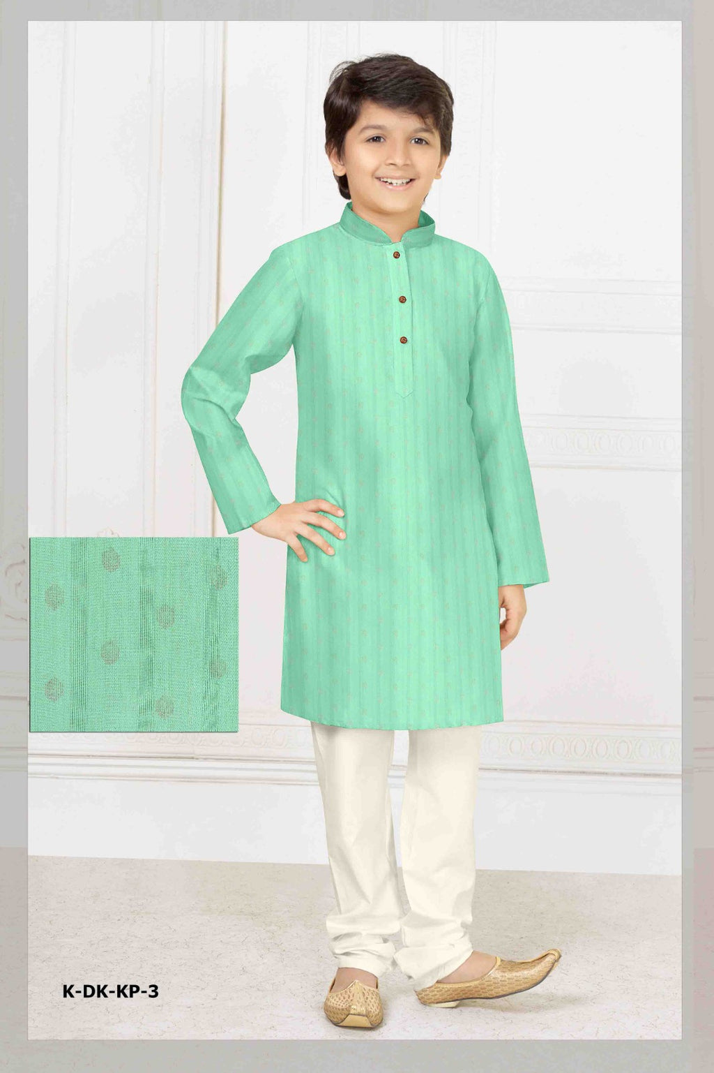 Woven Design with Foil Print Cotton Kurta Pajama Set For Boys