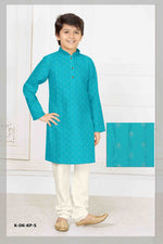 Load image into Gallery viewer, Woven Design with Foil Print Cotton Kurta Pajama Set For Boys
