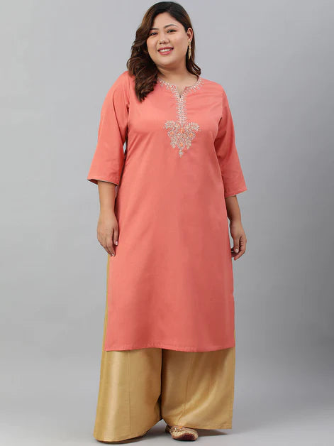 Poly Silk Kurti Top with Embroidery work (Top Only)
