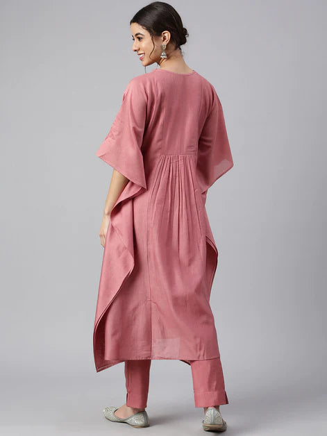 Dusty Rose Embroidered Kaftan Set