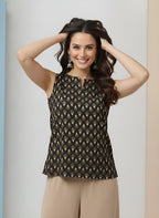 Soft Cotton Ethnic Motif Printed Sleeveless Top