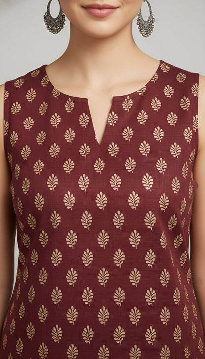 Soft Cotton Ethnic Motif Printed Sleeveless Top