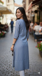 Khadi Cotton Vertical Striped Kurti top ( Top only)