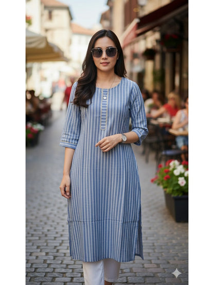 Pure Cotton Vertical Striped Kurti top ( Top only)