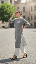 Khadi Cotton Vertical Striped Kurti top ( Top only)
