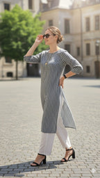 Khadi Cotton Vertical Striped Kurti top ( Top only)