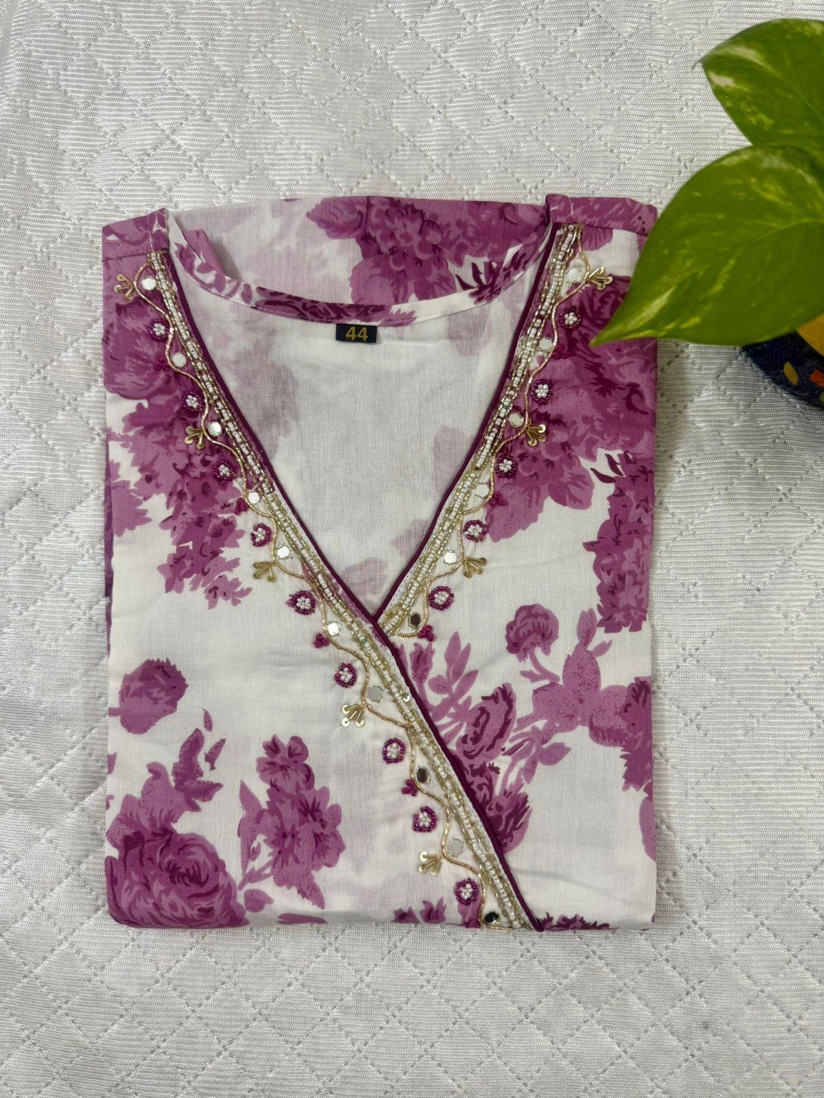 Floral Printed Soft Cotton Peplum Top